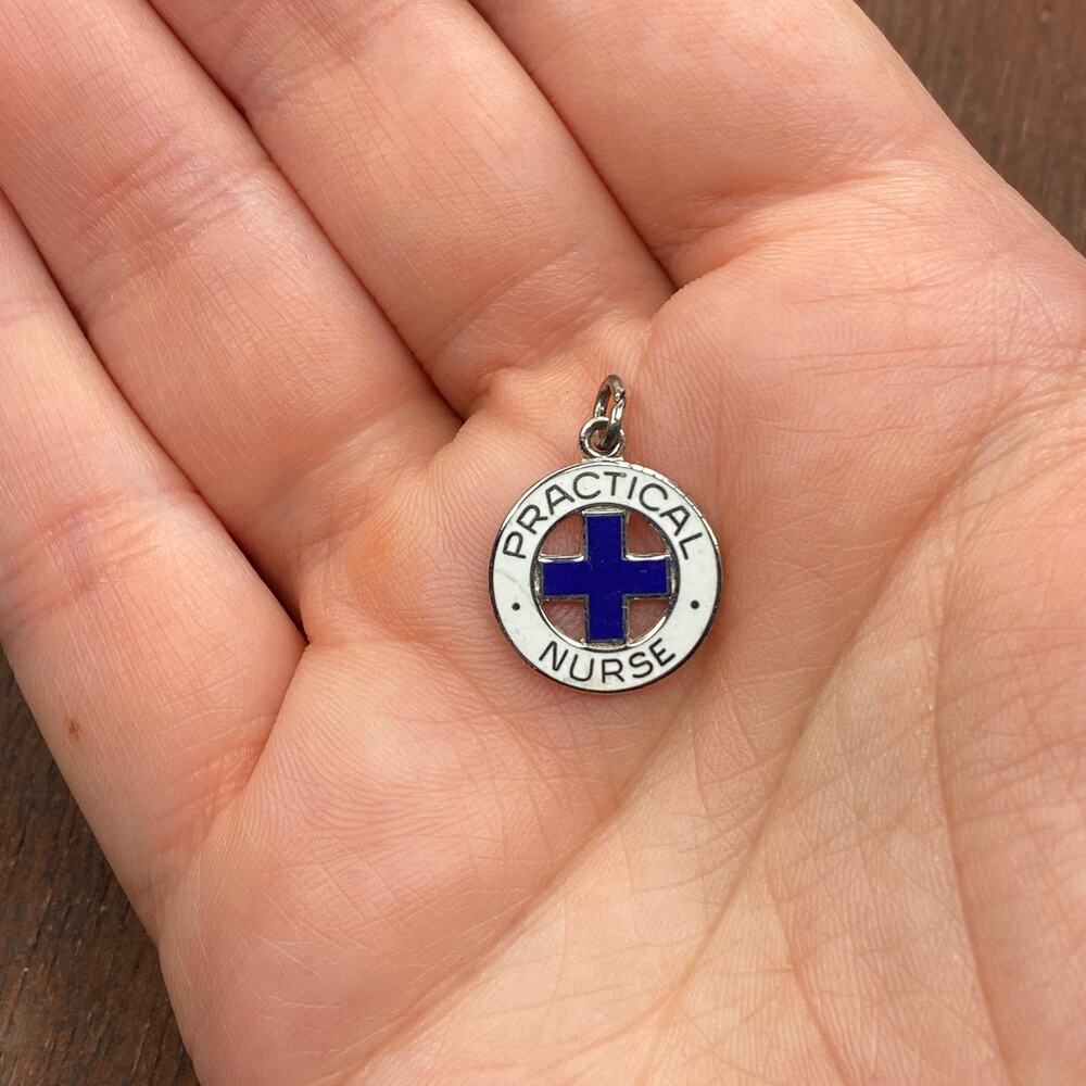Vintage Griffith 925 Sterling Silver Enamel "Practical Nurse" Pendant Charm